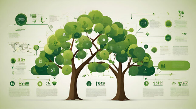 Abstract business Infographics in tree shape. Tree infographic with icons, numbers and text blocks. Vector illustration esp 10.Generative AI
