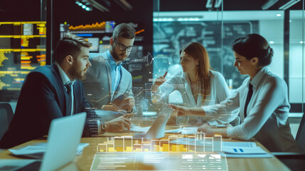 Navigating Growth: Business Strategy Meeting with Graphs