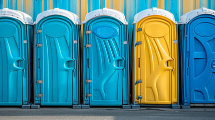 Porta Potties in Formation: Front-Facing Ensemble