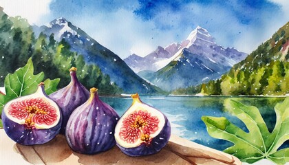 fig s watercolor painting fresh ripe purple fruit fig hand drawn illustration