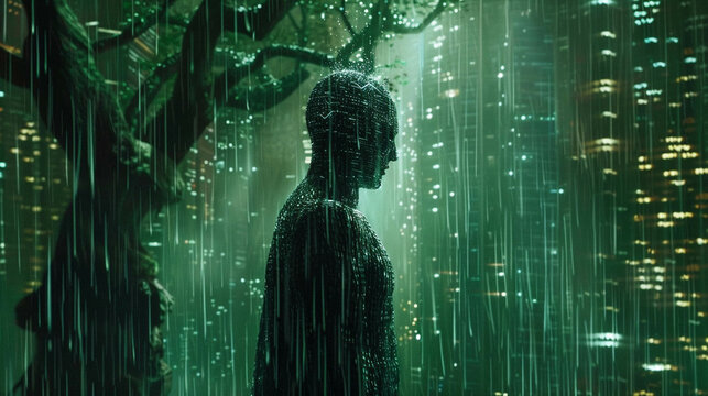 Matrix code rains in the afterlife Avatars clash with technology in 3D