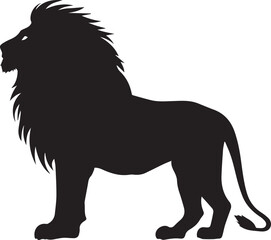 Black silhouette Lion vector on white background 
