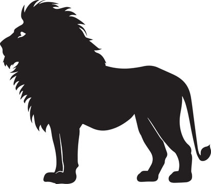 Black silhouette Lion vector on white background 