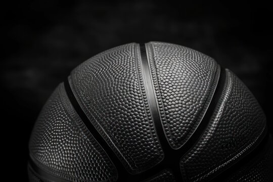 Fototapeta black and white photo of basketball on dark background