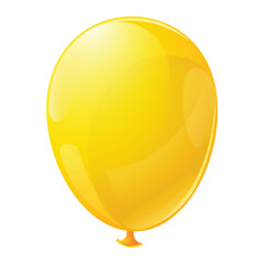 Yellow Balloon. Holiday illustration of flying glossy balloon for invite, greeting cards, banners and stickers. Vector illustration isolated on white background.
