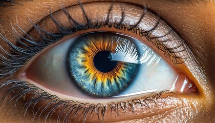 human eye close up macro pupil iris eyelids and eyelashes detail - obrazy, fototapety, plakaty