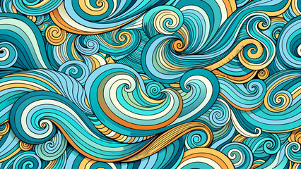Seamless abstract pattern, tangle wavy hair background