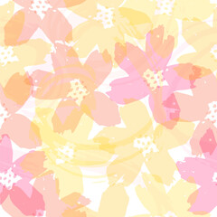 Vector illustration of watercolor textured abstract art textile flower design