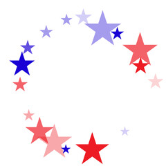  backdrop Vector Illustration, Blue and Red 4th of July Stars sparkles isolated on white.