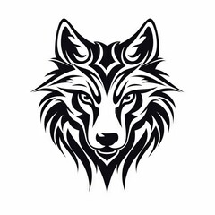 Wolf Tribal Vector Monochrome Silhouette Illustration Isolated on White Background - Tattoo - Clipart - Logo - Graphic Design Element
