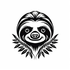 Fototapeta premium Sloth Tribal Vector Monochrome Silhouette Illustration Isolated on White Background - Tattoo - Clipart - Logo - Graphic Design Element
