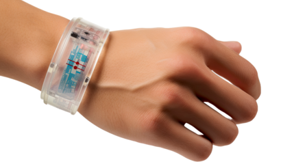 A smart watch devices on a hand, Internet of things concept IoT