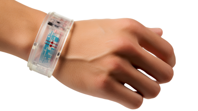 A smart watch devices on a hand, Internet of things concept IoT