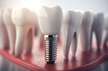 Anatomy of healthy teeth and tooth dental implant in human jaw. Marketing for Dentists