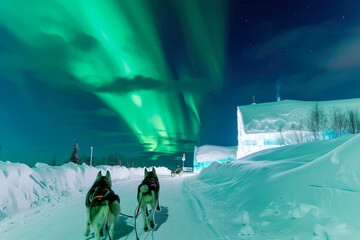 Frozen Dreams: Sled Dog Adventure in Northern Lights