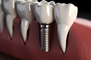 Anatomy of healthy teeth and tooth dental implant in human jaw. Marketing for Dentists