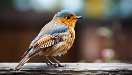 A cute nuthatch perching on a branch, looking away generated by AI