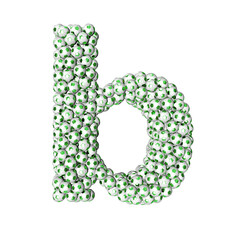 3d symbol made from green soccer balls. letter b