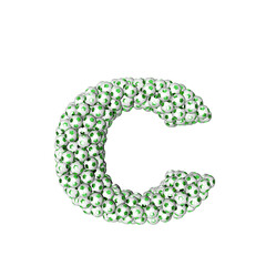3d symbol made from green soccer balls. letter c