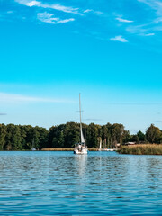 Boats on Lake Galve in Trakai , Lithuania