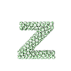 3d symbol made from green soccer balls. letter z