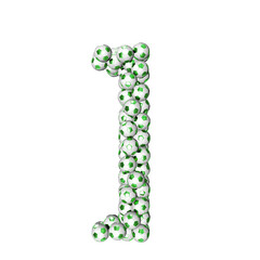 3d symbol made from green soccer balls