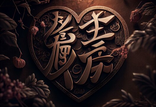Chinese symbol for love. Generative AI