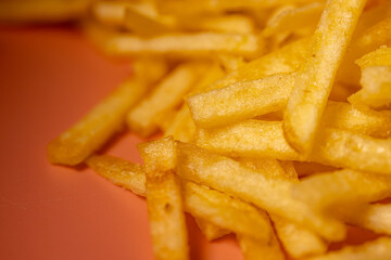 Fri potatoes cut into straws. Deep-fried potato straws