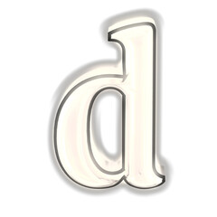 Glowing silver 3d symbol. letter d