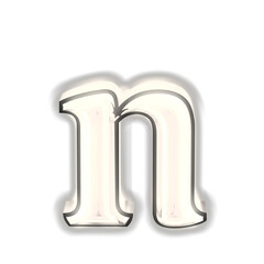 Glowing silver 3d symbol. letter n