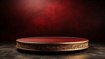 Obraz premium Luxury Product Showcase with Dark Red and Golden Color.