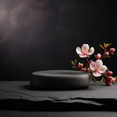 Luxury Product Showcase with Black Stone Material.