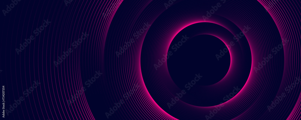 Poster dark abstract background with glowing circles. swirl circular lines element. shiny lines. futuristic