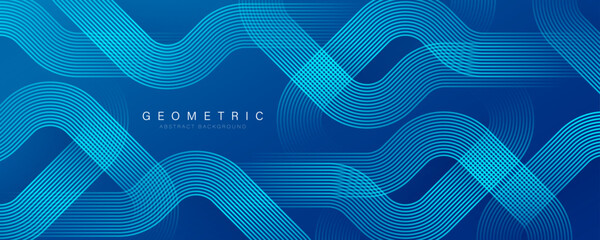 Blue abstract background. Geometric lines pattern. Modern blue gradient lines design. Simple line elements. Futuristic style. Suit for banner, brochure, corporate, cover, poster, website, flyer - obrazy, fototapety, plakaty