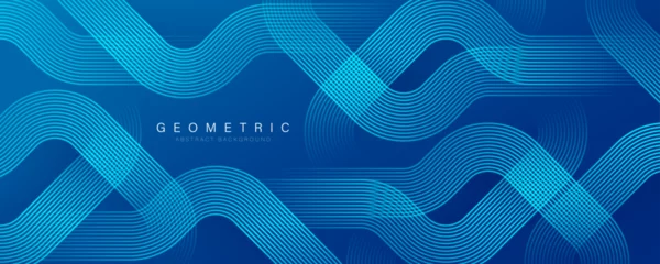 Foto op Canvas Blue abstract background. Geometric lines pattern. Modern blue gradient lines design. Simple line elements. Futuristic style. Suit for banner, brochure, corporate, cover, poster, website, flyer © MooJook
