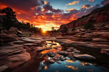 Fototapeten Vibrant sunset over a stunning canyon., generative IA © JONATAS
