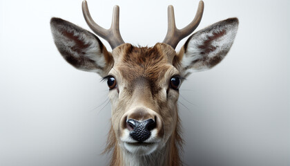 Cute deer looking at camera, on white background generated by AI
