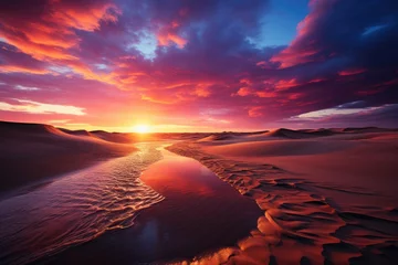Foto op Canvas Golden sunset over undulating dunes., generative IA © JONATAS