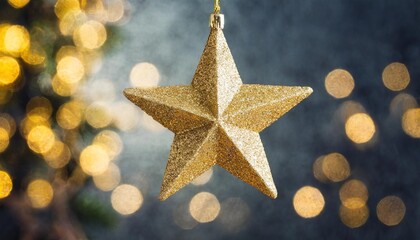 golden christmas star hanging