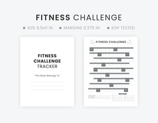 Fitness Challenge Letter Bullet Journal Notebook Page Printable Fitness Tracker - Exercise Tracker - Workout Challenge Health Fitness Planner Game