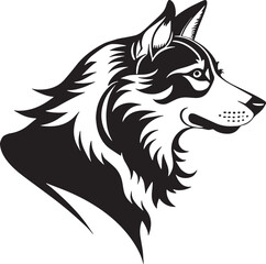 Vector Illustration of a Wolf or Dog Head