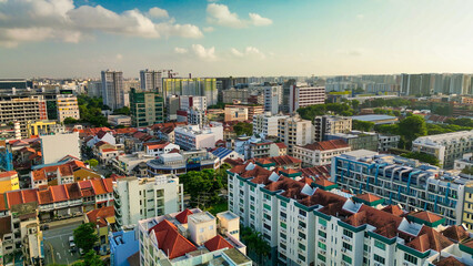Aerial view of Singapore buildings and skyline - obrazy, fototapety, plakaty