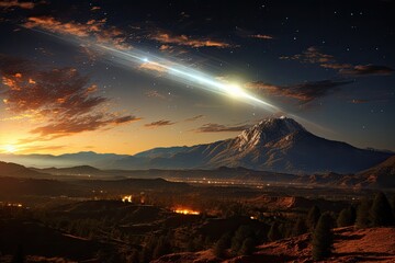 Astronomers capture celestial comet in stunning image., generative IA - obrazy, fototapety, plakaty