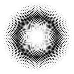 Round design element with a halftone pattern of crosses