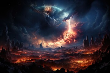 Supernova explodes in vibrant colors in space., generative IA