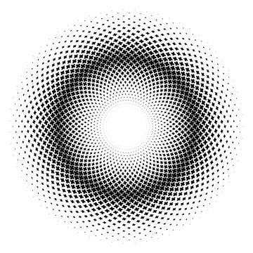 Round design element with a halftone pattern of crosses