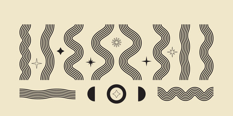 Boho geometric line art. Vector design mental health concept.