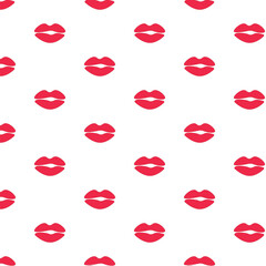 Web Repeating red lips on a white background. Seamless pattern.