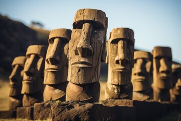 Imposing sculptures on Easter Island., generative IA