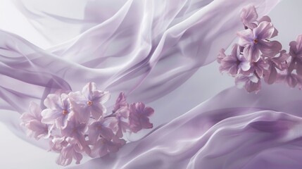 Floating Lilac Fabric Illustration Generative AI